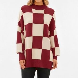 ZESICA Women's Fall 2025 Oversized Sweaters Long Sleeve Color Block Mock Neck